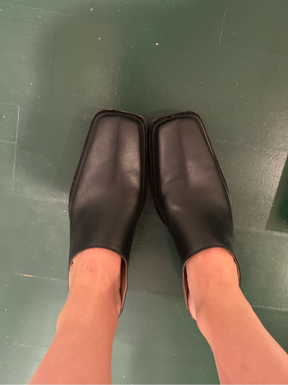 RARE Bottega Veneta Black Leather Square Toe Mules Mens/Womens Size 40 - Picture 12 of 14